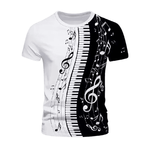 Camiseta Retrô 3D Notas Musicais