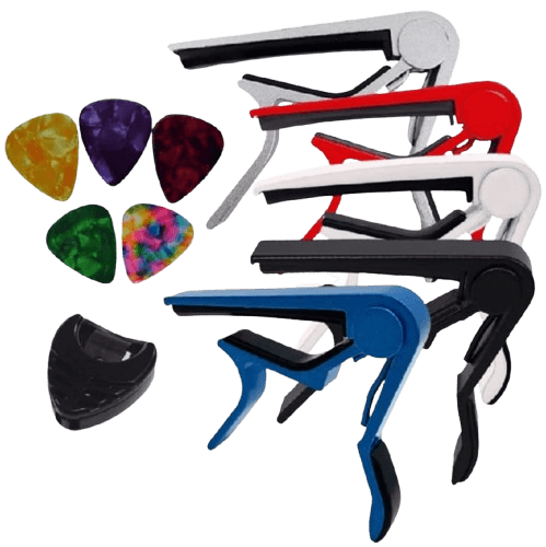 Capotraste com Porta-Palhetas + 5 Palhetas