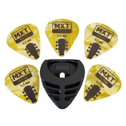 Kit 5 Palhetas + Porta Palheta